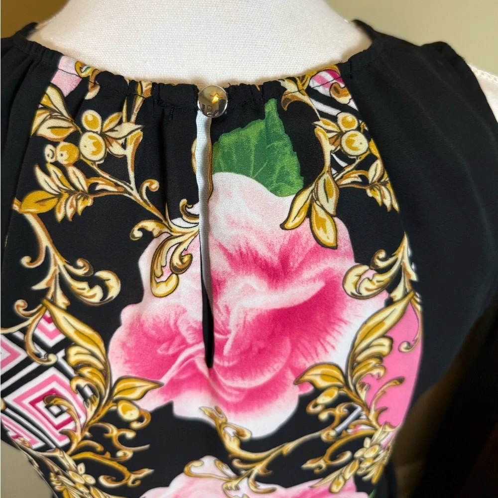 Floral Black and Pink Women's Top size XS - Picture 3 of 9